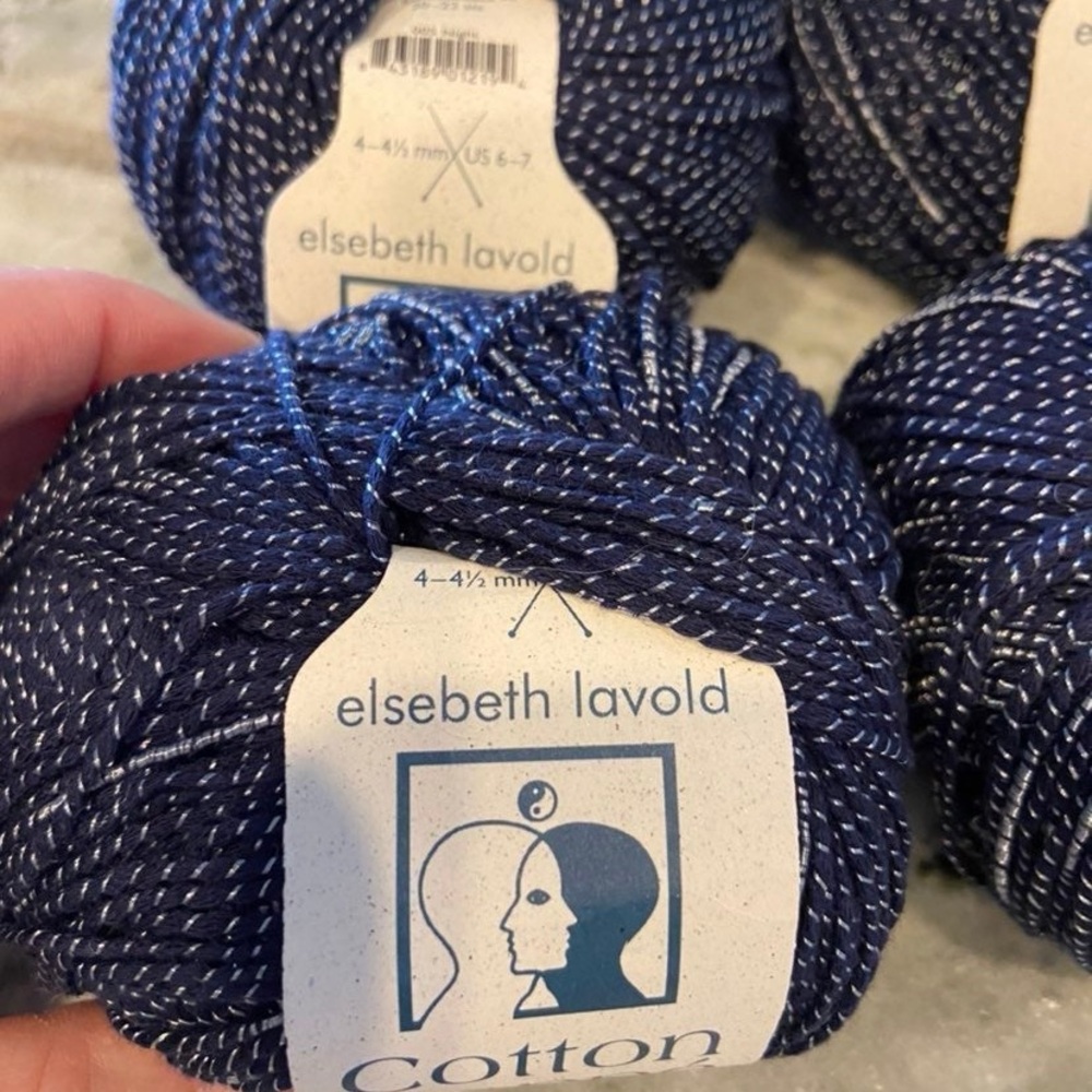 Elsebeth Lavold Blue and White Cotton Frappe’ Yarn Lot of 4